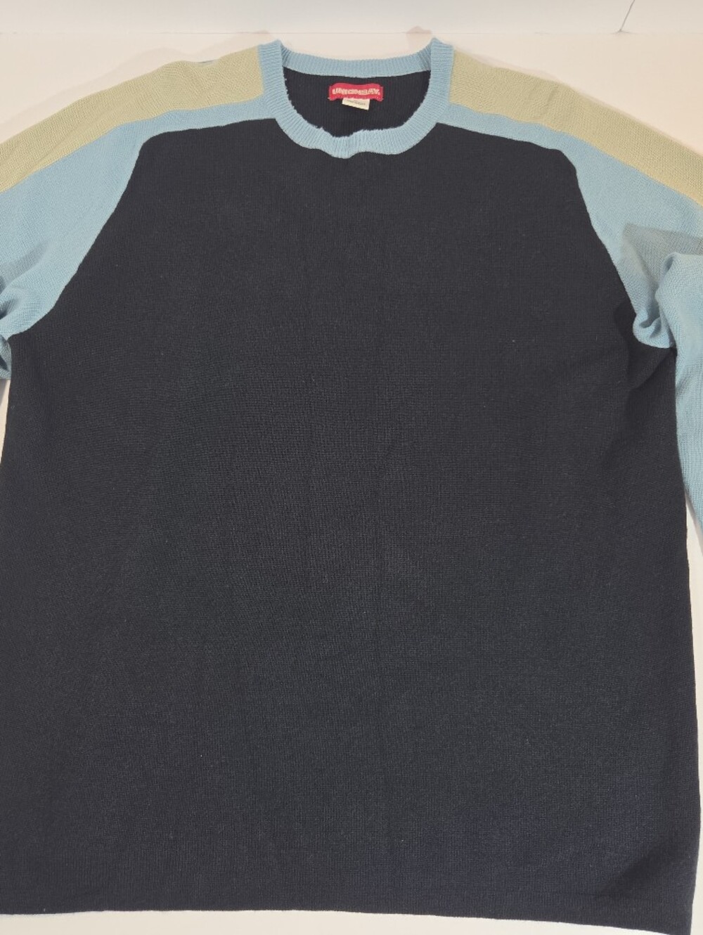 VTG 90s Unionbay Colorblock Knit Crewneck Sweater Mens XL Navy Blue Slate